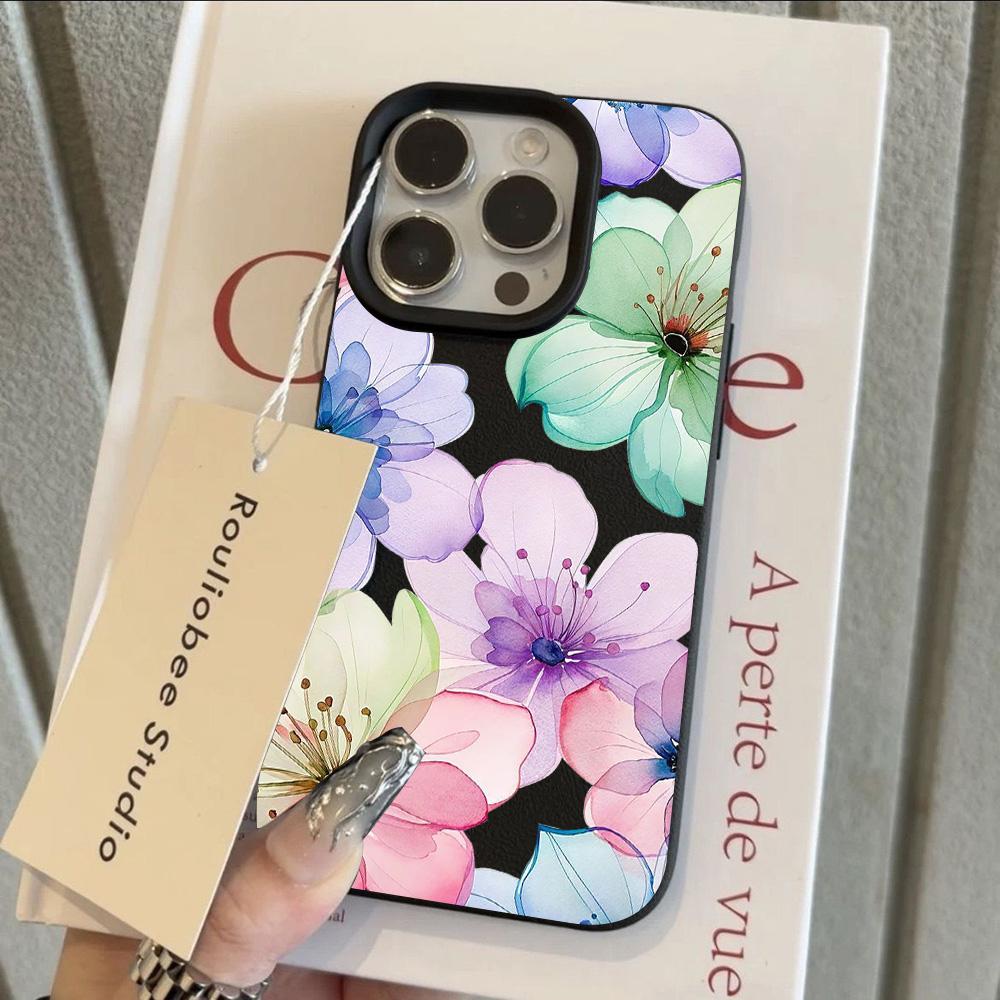 Lichee leather pattern Phone Case For HOT Cool Flower Lily Luxury iPhone 17 16e 16 15 14 13 12 11 Air Pro Max Plus X XR XSMax