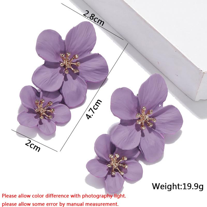 Purple Color Women Dangle Earrings Small Round Unusual Earrings Fashion Flower Butterfly Hanging Earrings Pendientes Mujer