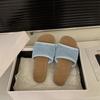 Retro woven style holiday sandals one-word slippers women's shoes wear flat beach sandals