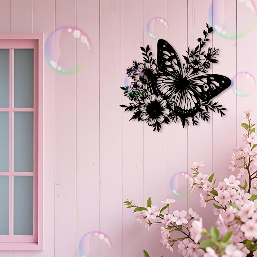 Wrought Iron Wall Art Floral Metal Decor Sculpture Flower Room Decor Garden Hanging Panel Spring Easter Christmas Gift