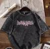 Y2k Säuregewaschenes T-Shirt Damen Vintage Baumwoll-T-Shirts Harajuku Gothic Streetwear Weiche T-Shirts Mädchen Locker Mode Print Tops Unisex