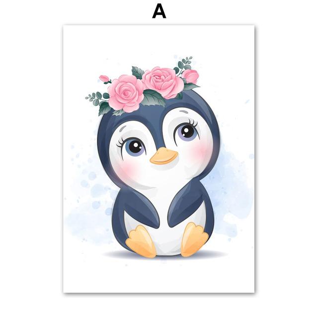 Koala Panda Waschbär Pinguin Wal Krake Robbe Nordic Poster und Drucke Wand Kunst Leinwand Malerei Wand Bilder Kinderzimmer Dekor