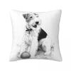 Funda de Almohada Perro Fox Terrier de Pelo Duro Patrón Blanco y Negro Funda de Cojín Funda de Almohada Fundas de Almohada Para Silla Sofá Decoración del Hogar