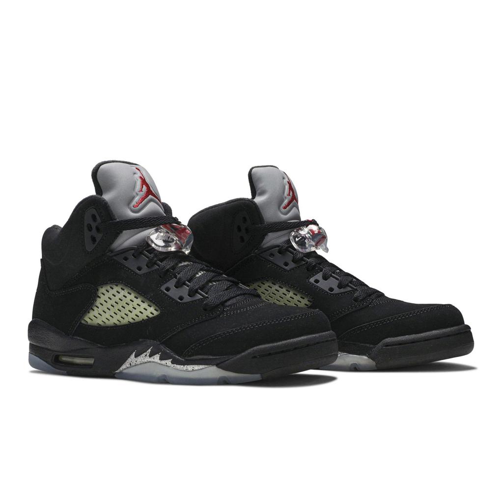 Air Jordan 5 Retro OG BG 'Black Metallic' 2016 (Unisexe) Chaussures de Basketball Enfant Noir / Rouge Flamboyant / Argent Métallisé / Blanc 845036 003