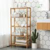 SONGMICS BCB35Y Bathroom Kitchen Storage Bamboo 5 Shelves Adjustable Floor Height Flower Stand Book Shelf natural, 60 x 26 x 130 cm