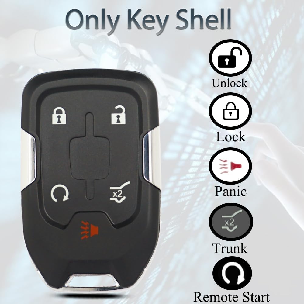 Key Fob Shell Case Replacement Fits for GMC Terrain Acadia 2017 Keyless Entry Remote Control 5 Button Pad Cover