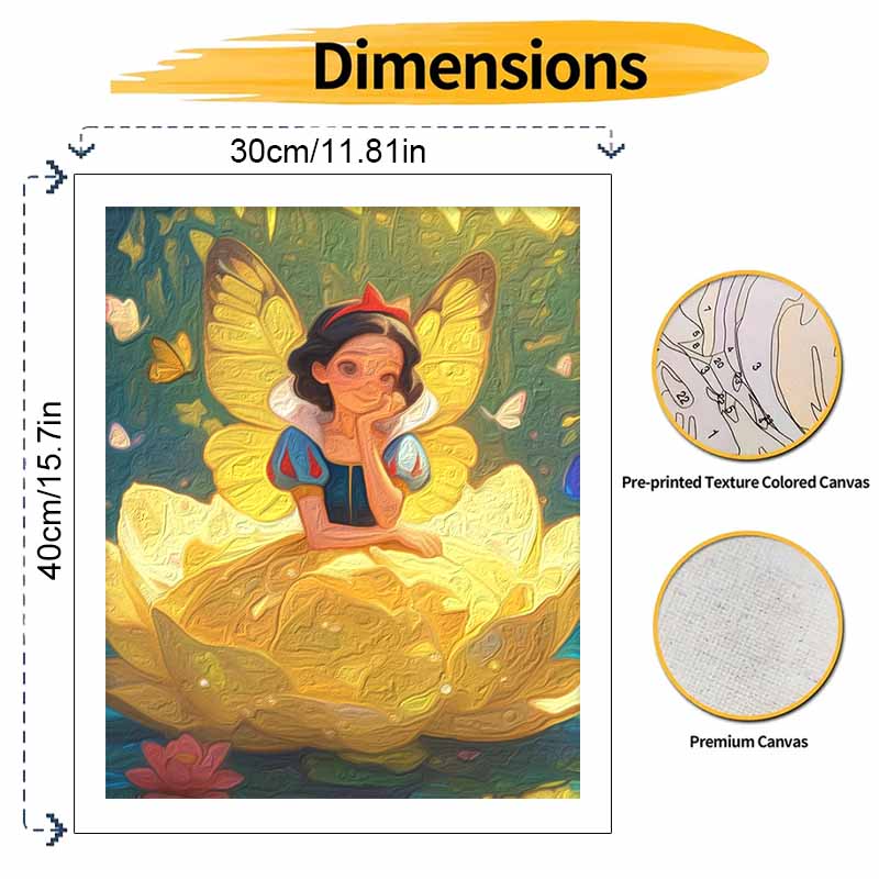 Disney oil painting kit painting art fairy Snow White butterfly blossom wall decor handmade diy gift