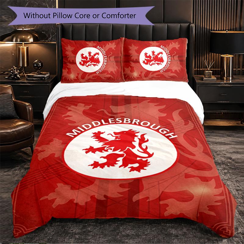 Biancheria da letto a tema Middlesbrough Set 3 pezzi Copripiumino Biancheria da letto decorativa per camera da letto di adolescenti Decorazione per la casa