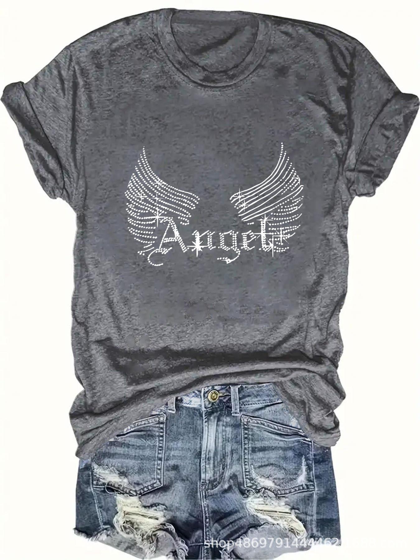 

Women s Cross-Border Fashion Round Neck T-Shirt S темно-серого