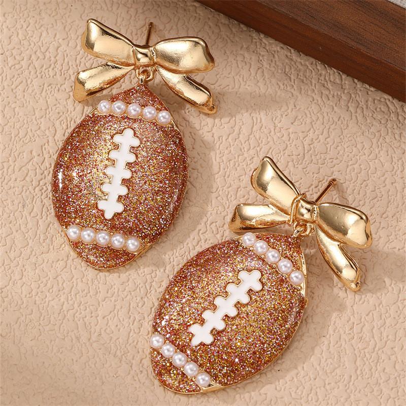 Super Bowl Football Ohrringe für Damen aus Zinklegierung Handwerk Stilvolles Feder Schmuckaccessoire