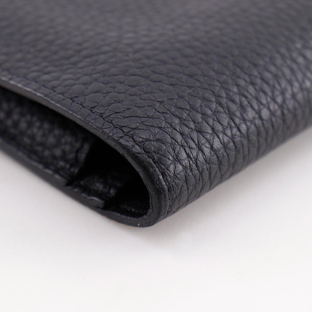 HERMES Dogon Duo Purse black Togo unisex Used