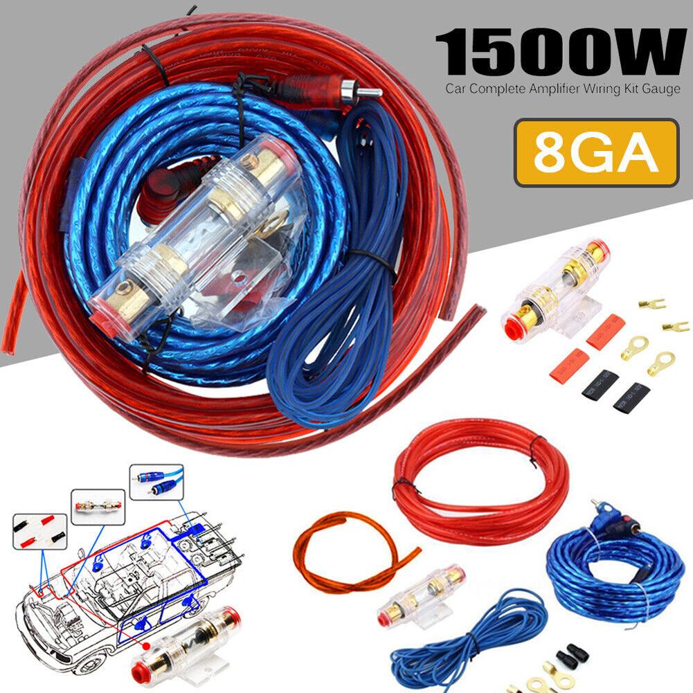 1500W Car Power Amplifier Wiring Kit 8GA Car Subwoofer Cable 60 AMP Fuse Holder Subwoofer Speaker Line 18GA for Car Modification Fuse Holders1