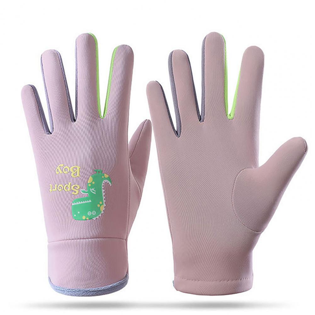Winddichte Handschuhe Winter Warme Handschuhe Wasserabweisende Cartoon-Druck Kinder Fahrradhandschuhe Outdoor Thermische Fäustlinge mit für Winter