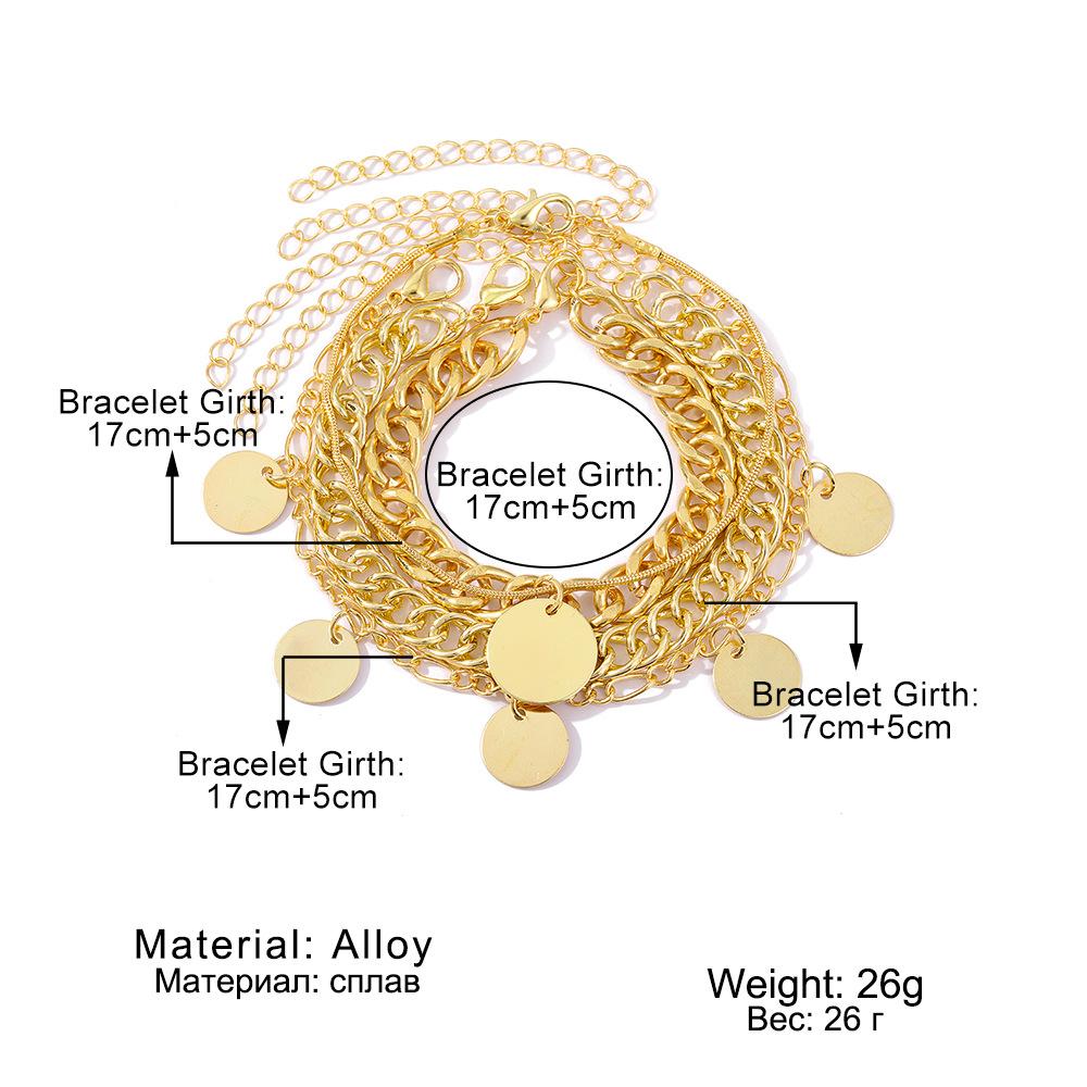 Suitable For Daily Wear Stackable Bracelets For Holidays 4pcs/set Of Fashion Jewelry Women's Classic Round Pendant Multi-layer A Gift Jewelry