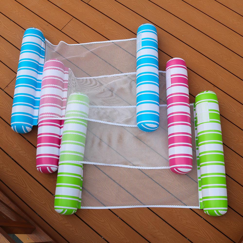 Striped Inflatable Water Hammock - New Cylindrical Pool Float & Recliner