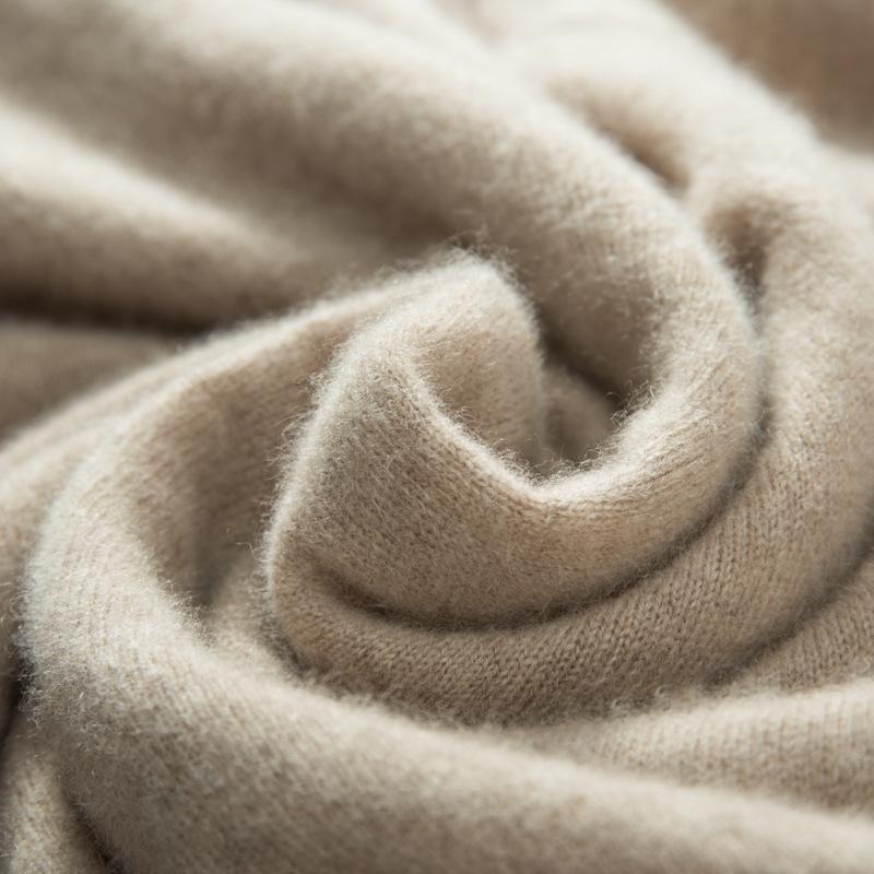 New cashmere sweater semi-turtleneck solid color sweater with wool backing knitted sweater