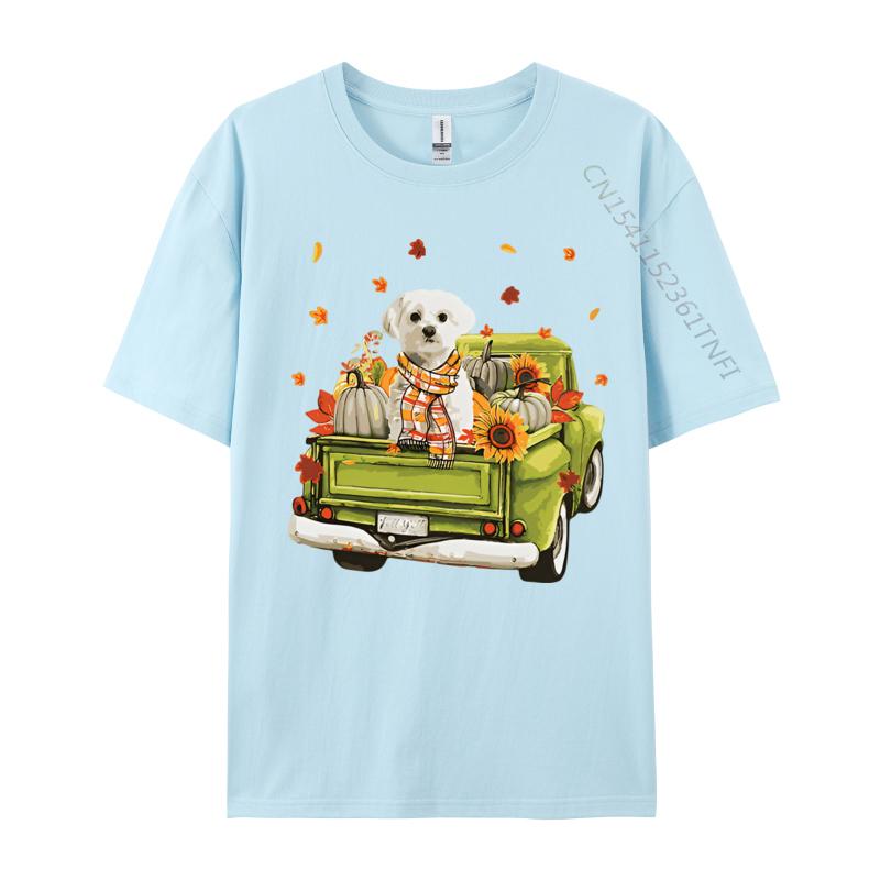 Party Happy Fall Yall Maltese Dog On Truck Tshirt Top Tshirts Rife Tops  Tees Cotton Men Cute Style Cotton Graphic Tees