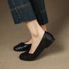 New women's casual single shoes solid color light mouth flat bottom lazy shoes women's four seasons women's shoes beef tendon soft sole leather la