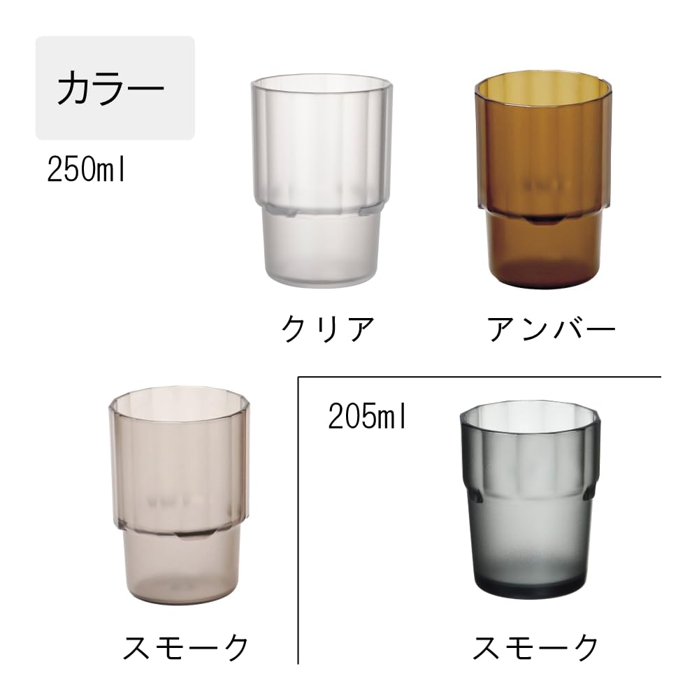 Plakira Breakproof Stacking Glasses, 10-Pack [Commercial Use], 250cc Capacity, Suitable for Hot and Cold Water, Tea, and Coffee, Tea, and Beer,