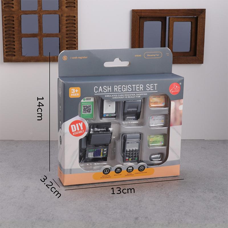 1 Set Plastic Collectible Fashion Figurines Mini Supermarket Cash Register & Pos Machine Kit Home Indoor Decor For All Room Type