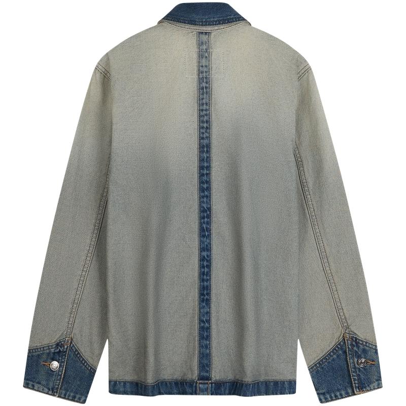 Calvin Klein Vintage Workwear Pocket Color Block Loose Fit Cotton Denim Jacket Women Jackets 47D753G