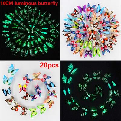 20 pezzi 10 cm farfalla luminosa in PVC simulazione farfalla magnetica decorazione della casa camera dei bambini livin