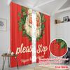 2pcs,2D Plane Printing Curtains Digital Printed Santa Please Stop Here Versatile Polyester Fabric (without Rod) Decorations