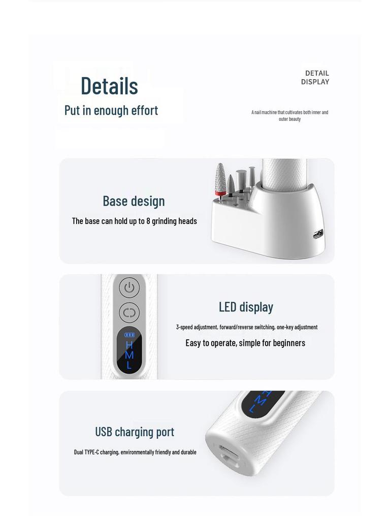Portable Electric Nail Drill and Polishing Tool