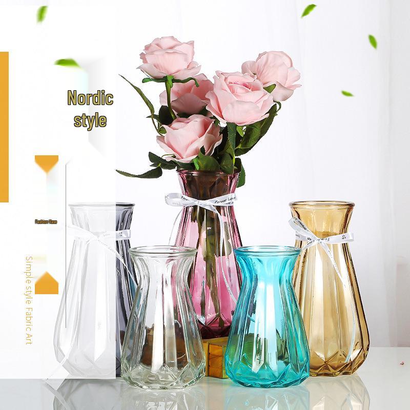 European Origami Glass Vase - Elegant Hydroponic Flower & Dried Decor for Living Room