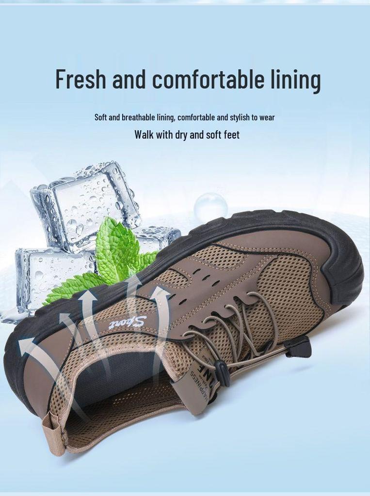 Men's Summer Breathable Mesh Shoes, Soft Sole, Non-slip, Comfortable Hiking and Casual Sports Shoes.