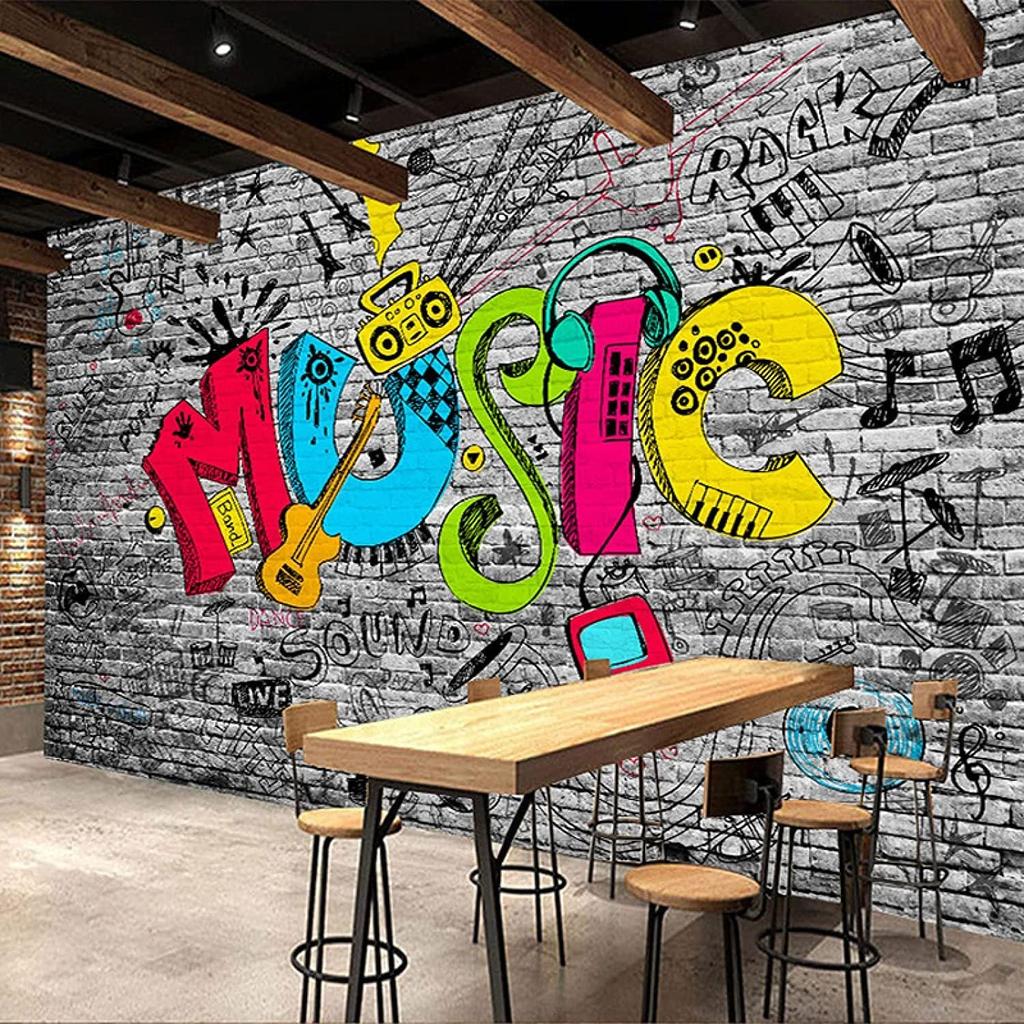Musical Large Wall Mural Graffiti Wallpaper Abstract Art Graffiti Wall Mural for Kids Room Nursery Bedroom Home Decor Poster Wallpaper