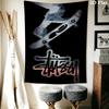 Grey Camo Pattern Tapestry, Dark Camouflage Street Brand City Logo Print Wall Hanging Decor