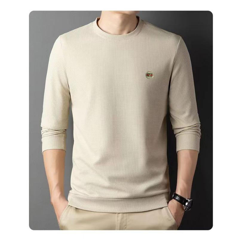 New Quality Men's Long-sleeved T-shirt Solid Color Round Neck Bottoming Shirt T-shirt Casual T-shirt Large Size Top Men's Autumn and Winter