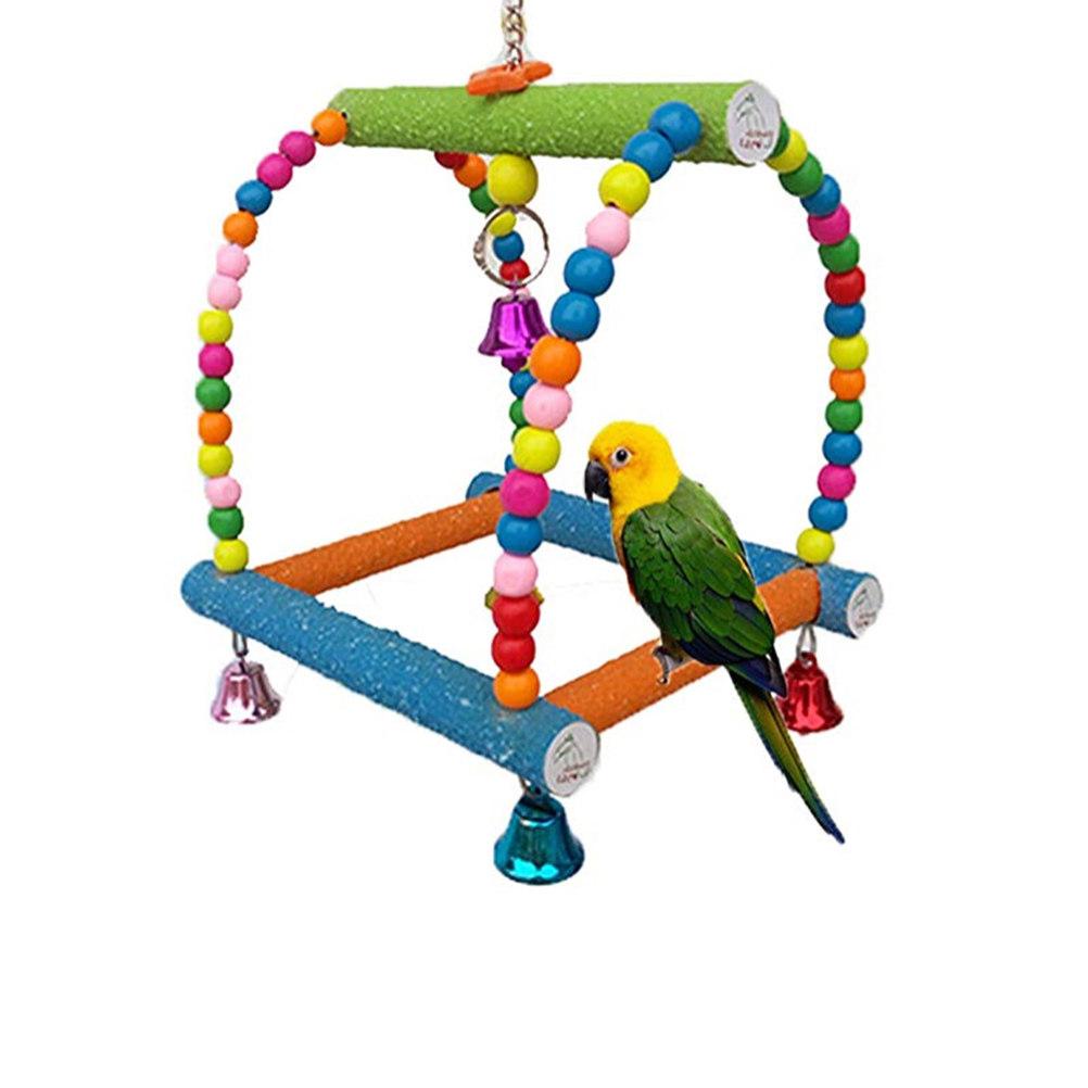 1Pcs Parrot Swing Stand Ladder Bright Color Hanging Playground Chewing Adventure Supplies for Cockatiels Parakeets Small Birds