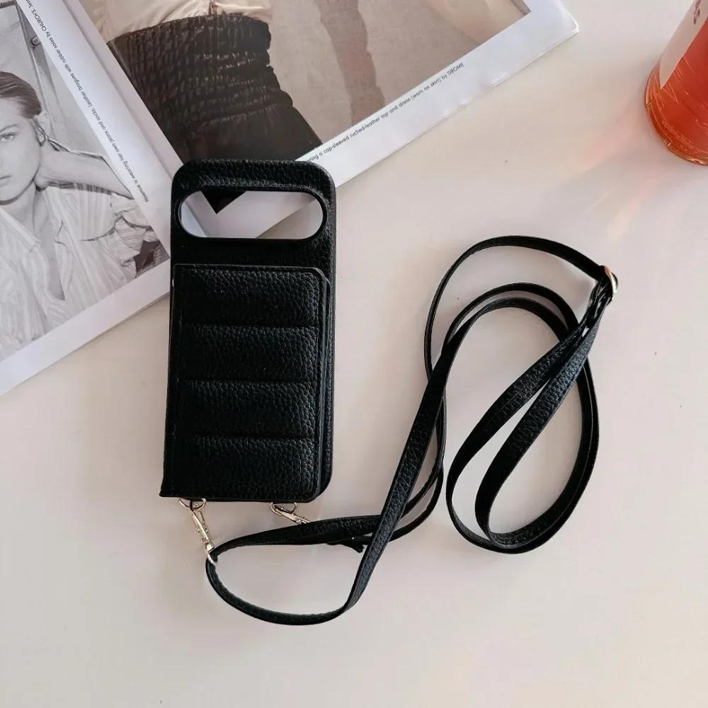 

Кожаный чехол-кроссбоди на шнурке для Google Pixel 6 7 8 9 Pro XL 8A 7A 6A Зеркальный кошелек Держатель для карт Защитная крышка For Google Pixel 6