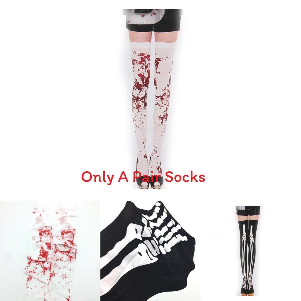 Halloween Blood Dripping Skeleton Socks With Cotton Fabric For Cosplay Costume Accessories