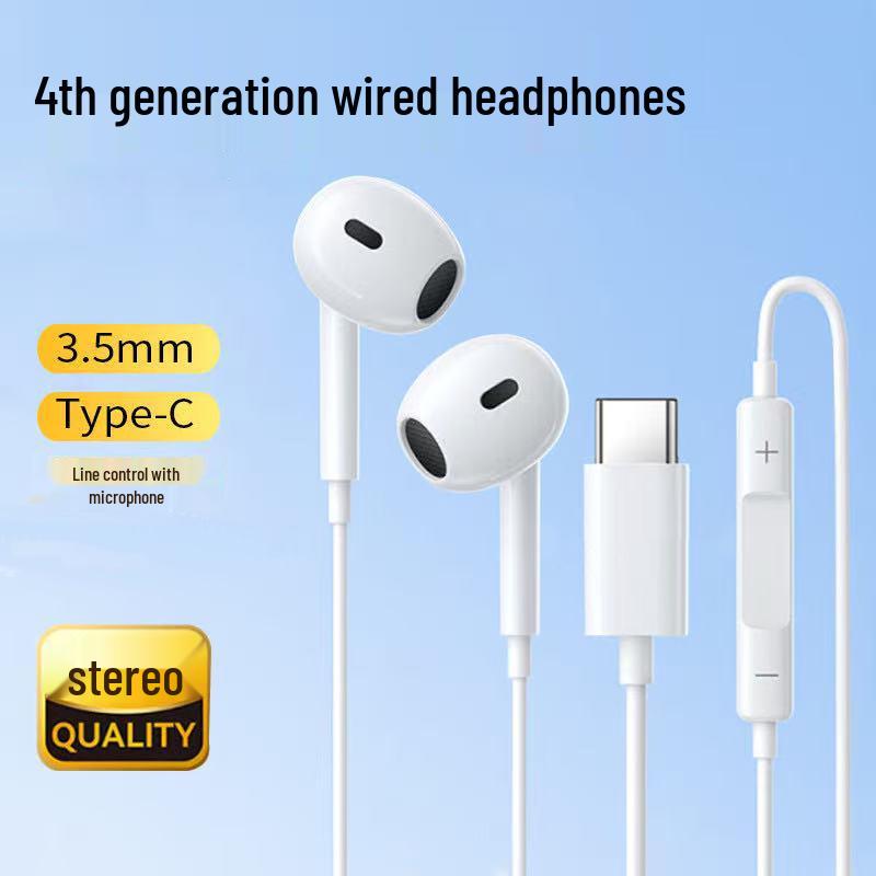 4th Gen Type-C Stereo In-Ear Earphones with Wired Control for Huawei/Apple