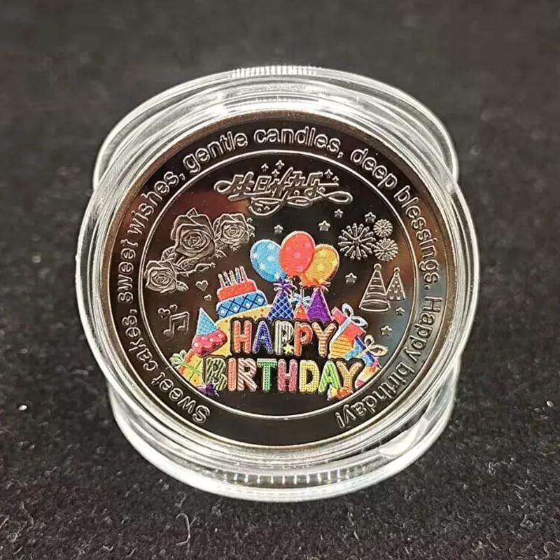 

Happy Birthday Coins Commemorative Medal Art Creative Coins Lucky Coins Birthday Medallion Coin Art Collection Coins Gift Coins