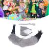 Cat Ears and Wolf Animal Tail Cosplay Costume Faux   Hair Clip Headdress Halloween Leather Neck Chocker Set Animal Cosplay Party Costume