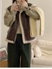 Winter Fashion Vintage Leather Lamb Wool Waistcoat Women New Design Warm Retro Short Vest Female Aesthetic Casual High Street Jacket