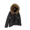 Mengjia belt waist slim fit down jacket women's short fox big fur collar new winter cold protection