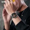 Sanda Men's Alloy Square Watch with Calendar, 30m Waterproof, Leather Strap, Luminous Quartz.