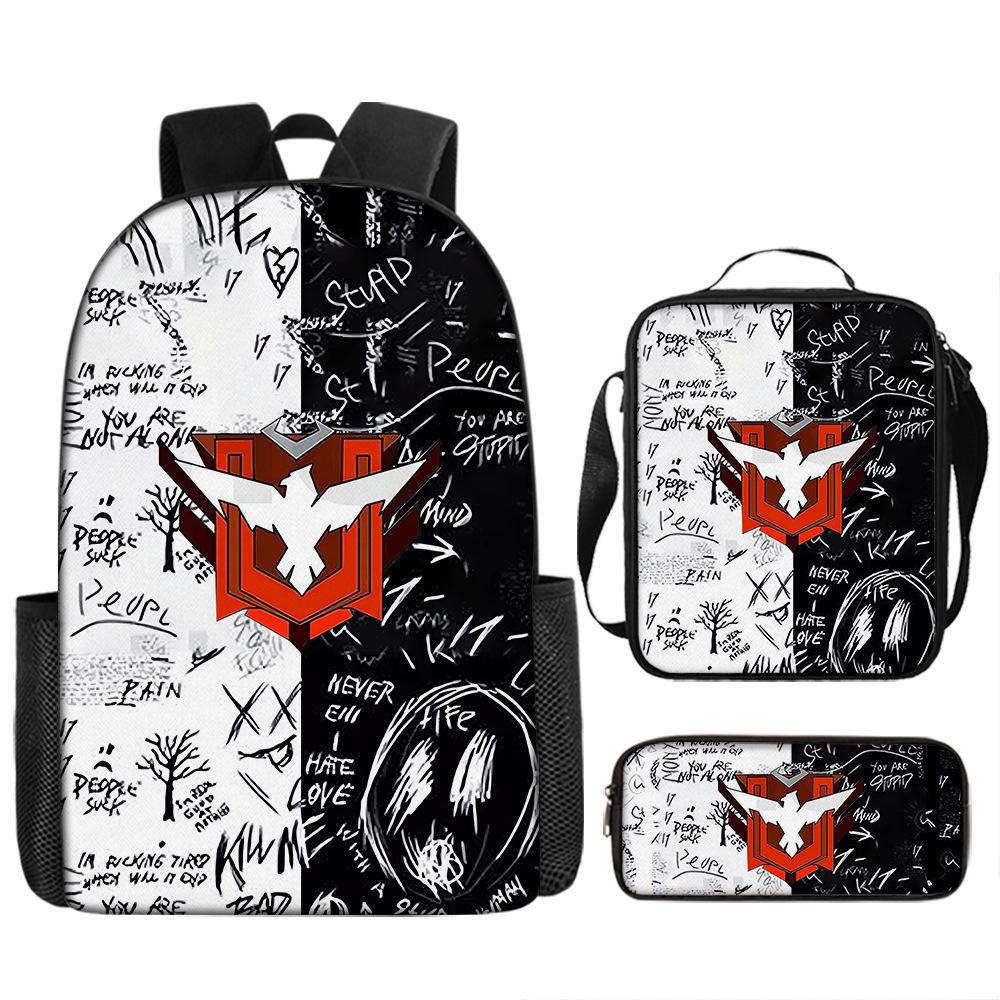 Kuromi Horror Smile Game Brawl Stars Vintage Backpack Set of 3, Multi-Functional Large Capacity School Bag Accessories