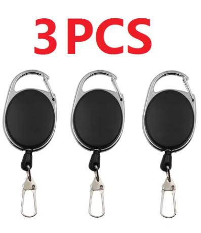 2-4Pcs Retractable Key Chain Fly Fishing Zinger Reel Badge Holder Quick Release Spring Clip Fishing Accessories