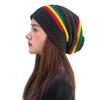Unisex Knitted Hat Multicolor Stripe Wrinkles Hat Soft Acrylic Handmade Hat for Men and Women