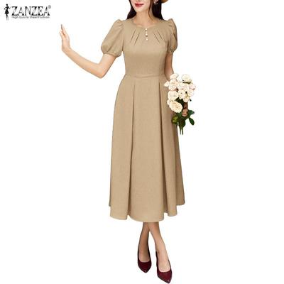 Women Casual Round Neck Summer Short Sleeve Dress