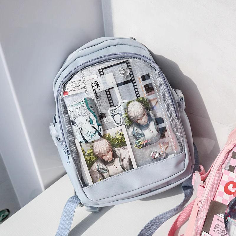 Daily Transparent Badge Y2K Ulzzang Ita Bag for Girls Harajuku Women's Beautiful Kawaii Backpack Casual Sweet Cute School Bag