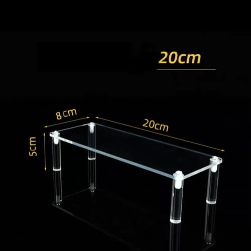 Acrylic display stand for figures, figure stand, stylish transparent clear acrylic display stand, figure shelf (20cm wide x 8cm deep x 5cm high)