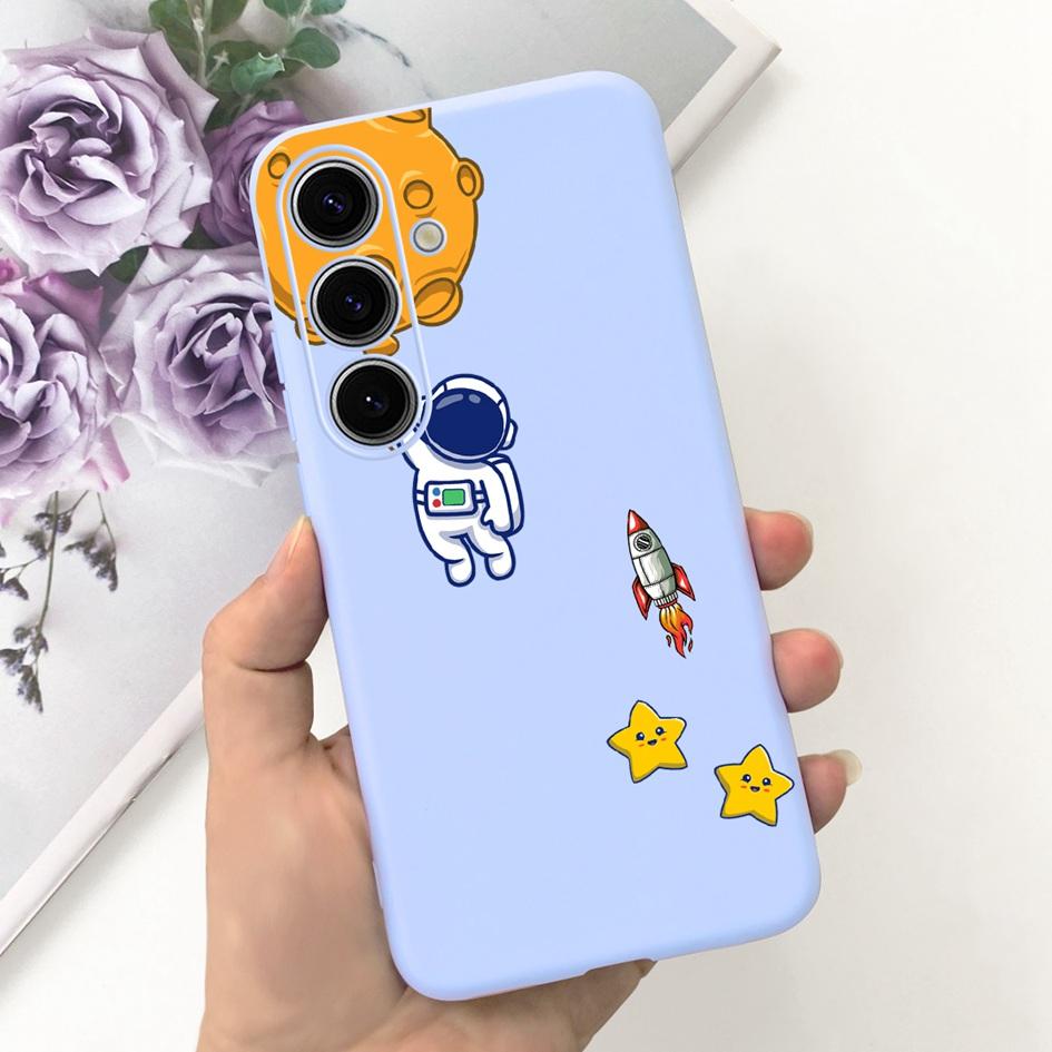 For Samsung Galaxy S24 Plus Case Lovely Yellow Duck Astronaut Matte Silicone Soft Cover For Samsung S 24 S24 Ultra S24+ 5G Funda