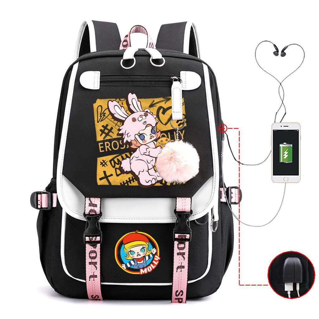 Printed fashion schoolbag college style junior high school high school students large capacity backpack